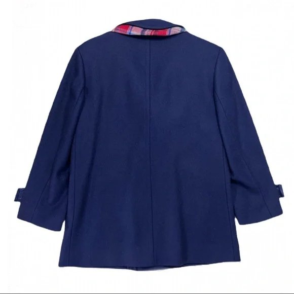 Pendelton Womens Virgin Wool Long Sleeve Peacoat Coat Navy Blue With Shawl 8